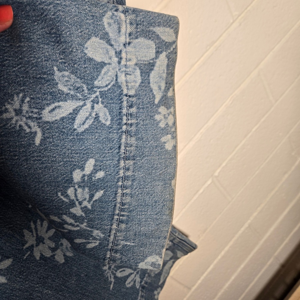 Y2K Vtg Forever 21 Floral Print Jeans 26 High Rise Flare Light Wash Denim Boho‎ - Picture 5 of 9